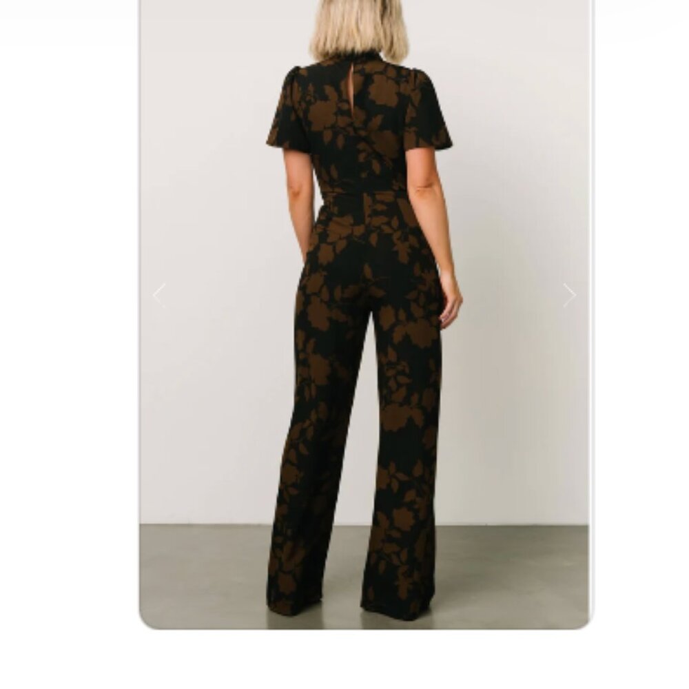 NEVER BEEN WORN-Baltic Born Langham Mock Neck Jumpsuit | Espresso Print Size S - Picture 3 of 3
